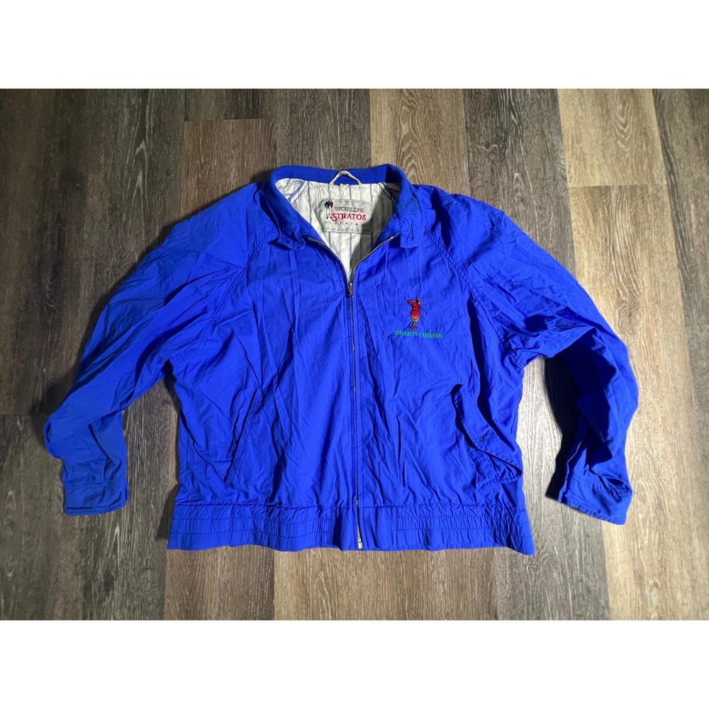 World's Stratos Windbreaker Jacket Mens M Blue Excellent Golf‎ Embroidered Zip